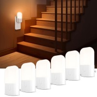 N&B Nice&Bravo Night Light Led Dusk To Dawn Sensor Three-Level Brightness Adjustment Plug Into Wall Nightlight For Bedroom, Nursery, Hallway, Kitchen, Bathroom - 6 Pack