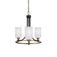 Paramount Uplight, 3 Light, Chandelier In Matte Black & Brass Finish With 4