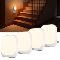 N&B Nice&Bravo Night Light Led Dusk To Dawn Sensor Nightlight For Bedroom, Nursery, Hallway, Kitchen, Bathroom, Three-Level Brightness Adjustment Plug Into Wall - 4 Pack