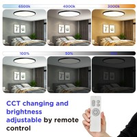 Ocioc 18Inch Ceiling Light With Remote Control 40W Led Flush Mount Light Fixture With 2000K Backlight 3000K6500K Light Changi