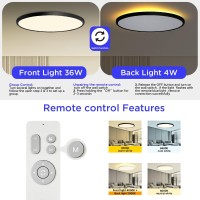 Ocioc 18Inch Ceiling Light With Remote Control 40W Led Flush Mount Light Fixture With 2000K Backlight 3000K6500K Light Changi