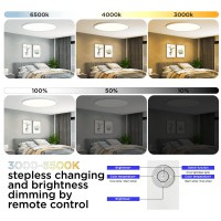 Ocioc 18Inch Flush Mount Ceiling Light Fixture With Remote Control 40W 2000K Nightlight 3000K6500K Color Changeable Led Cei