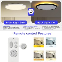 Ocioc 18Inch Flush Mount Ceiling Light Fixture With Remote Control 40W 2000K Nightlight 3000K6500K Color Changeable Led Cei