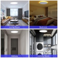 Ocioc 18Inch Flush Mount Ceiling Light Fixture With Remote Control 40W 2000K Nightlight 3000K6500K Color Changeable Led Cei