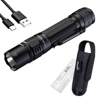 Fenix Pd36R Pro High Lumen Tactical Flashlight, 2800 Lumen Dual Rear Switches Usb-C Rechargeable With Battery And Lumentac Organizer