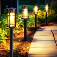 Mancra Solar Pathway Lights, 8 Pack Led Solar Lights Outdoor Waterproof, Glass Solar Garden Lights Landscape Lighting For Yard Lawn Walkway Driveway, 3000K