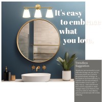 Hamilyeah Gold Bathroom Vanity Light Fixtures Over Mirror 3 Light Vanity Lights With Frosted Glass Industrial Vanity Lighting