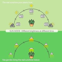 Necgemlex Smart Led Grow Light Bulbs With Remote Controller Sun Mode Builtin Daily Auto Timer 4500K A21A70 E26E27 9W Dimm