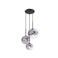 Ozzki Pendant Lamp Combination Adjustable Hanging Wire Button Chandelier Iron + Glass Material Energy-Saving Led Bulb Lighting Equipment Suitable For Ceiling Living Room Dining Table Bedroom (Silver)