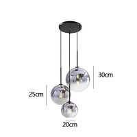 Ozzki Pendant Lamp Combination Adjustable Hanging Wire Button Chandelier Iron + Glass Material Energy-Saving Led Bulb Lighting Equipment Suitable For Ceiling Living Room Dining Table Bedroom (Silver)