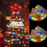 Christmas Ribbon Lights, 26 Ft Christmas Lights Christmas Ribbon Fairy Lights Christmas Decorations Double Layer Copper Strings Lights For Bedroom Party Christmas Tree Decorations(Multi-Colored, 26Ft)