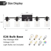 Xgfourseven 5Light Modern Bathroom Vanity Lights Industrial Matte Black Bathroom Light Fixtures With Clear Glass Vanity Lights