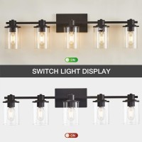 Xgfourseven 5Light Modern Bathroom Vanity Lights Industrial Matte Black Bathroom Light Fixtures With Clear Glass Vanity Lights