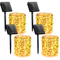 Yiaht 4 Pack Solar Fairy Lights Outdoor Each 33 Ft 100 Led Solar Powered String Lights Waterproof With 8 Modes Decoration Copper