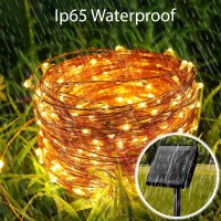 Yiaht 4 Pack Solar Fairy Lights Outdoor Each 33 Ft 100 Led Solar Powered String Lights Waterproof With 8 Modes Decoration Copper