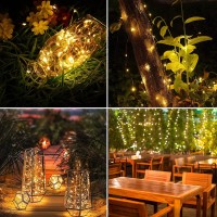 Yiaht 4 Pack Solar Fairy Lights Outdoor Each 33 Ft 100 Led Solar Powered String Lights Waterproof With 8 Modes Decoration Copper