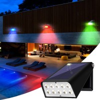 Guyulux Solar Outdoor Lights Dusk-To-Dawn, Daylight White/Red/Green/Blue Solid Color+Rgb Multicolor Changing, Always On Solar Spotlights, 6-Mode/ 90?Rotatable/Waterproof Solar Wall Light, 1-Pack