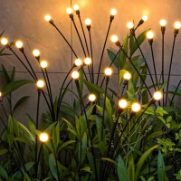 Danlikt Firefly Lights Solar Outdoor,2 Pack Solar Garden Lights Outdoor Waterproof Firefly Lights,8 Led Light Bulbs,Warm White Swaying Solar Decorative Lights For Pathway Yard Patio Landscape