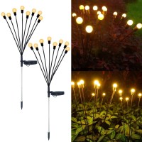 Danlikt Firefly Lights Solar Outdoor,2 Pack Solar Garden Lights Outdoor Waterproof Firefly Lights,8 Led Light Bulbs,Warm White Swaying Solar Decorative Lights For Pathway Yard Patio Landscape