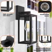 2-Pack Outdoor Light Fixtures Wall Mount, Waterproof Exterior Wall Lanterns With Clear Glass, Anti-Rust Outside Black Wall Sconces, Front Porch Lights For House Garage Doorway, Bulbs Not Included