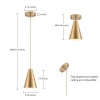 Gold Pendant Lights Kitchen Island Dining Room Light Fixtures Over Table 3 Pack With Brushed Brass Cone Metal Shade Modern Farm