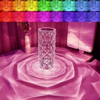 Imqsqik Crystal Table Lamp Rgb Rose Diamond Touch Lamps Color Changing Night Light For Bedroomliving Roomparty Dinner Decor Cr