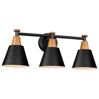 Femila Black Bathroom Light Fixtures, 3-Light Bathroom Vanity Lights Over Mirror With Hammered Metal Shade, Modern Wall Lamp For Kitchen Bedroom Living Room,4Fg59B-3W Bk