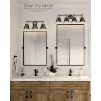 Femila Black Bathroom Light Fixtures, 3-Light Bathroom Vanity Lights Over Mirror With Hammered Metal Shade, Modern Wall Lamp For Kitchen Bedroom Living Room,4Fg59B-3W Bk