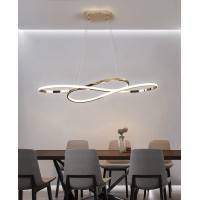 ??? Modern Led Chandelier Light Fixtures,Amazon Alexa App And Voice Control Smart Home Pendant Lights,For Living Room Dining Room Bedroom Kitchen Closet (Golden 39 Inchs)