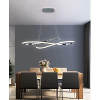 ??? Modern Led Chandelier Light Fixtures,Amazon Alexa App And Voice Control Smart Home Pendant Lights,For Living Room Dining Room Bedroom Kitchen Closet (Chrome 39 Inchs)