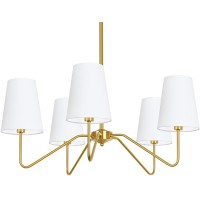 5-Light Modern Chandelier With White Shades, 30