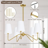 5-Light Modern Chandelier With White Shades, 30