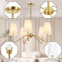 5-Light Modern Chandelier With White Shades, 30