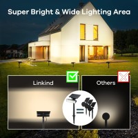 Linkind Solar Light 54 LEDs Outdoor Spotlight 3000K Warm White IP67 Waterproof Adjustable Solar Panel Light Head 4 Pack