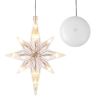 Uonlytech Christmas Star Window Light, Led Star Hanging Christmas Lights With Suction Cup Battery Operated Bethlehem Star Light For Xmas Tree Party Decor