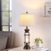 Table Lamp Set Of 2 With Usb Ports 293 Tall Farmhouse Table Lamp With 2 Nightlight Bulbs Oil Rubbed Bronze Bedside Lamp Wit