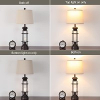 Table Lamp Set Of 2 With Usb Ports 293 Tall Farmhouse Table Lamp With 2 Nightlight Bulbs Oil Rubbed Bronze Bedside Lamp Wit