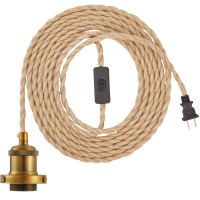 Gnolak 154Ft Pendant Light Cord Kit Industrial Vintage Plug In E26 Socket Hanging Light With Switch Hemp Rope Hanging Light F