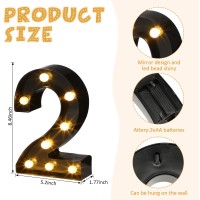 Coume Led Light Up Number 2024 Graduation Decorative Number Led Marquee Sign Battery Operated For Night Light Wedding Birthday