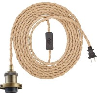 Gnolak 154Ft Pendant Light Cord Kit Industrial Vintage Plug In E26 Socket Hanging Light With Switch Hemp Rope Hanging Light F