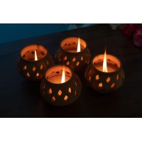 Karru Krafft Handmade Terracotta 3Hour Burning Wax Diya Set Of 4 Subhalabh Diya For Pooja Decor Navaratri Diya Diwali Diya Mi