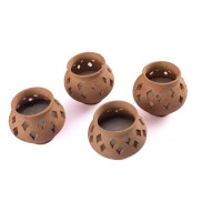 Karru Krafft Handmade Terracotta 3Hour Burning Wax Diya Set Of 4 Subhalabh Diya For Pooja Decor Navaratri Diya Diwali Diya Mi