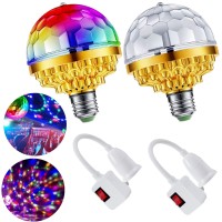 2Pcs Colorful Rotating Magic Ball Light Colorful Disco Rotating Magic Ball Light Bulb With Sockets Magic Ball Rgb Led Stage Ligh