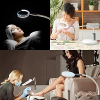 Daylight Company - Magnificent Pro - Magnifying Lamp, Bright 6,000K Daylight Leds, Cri 95+, 3 In 1 Lamp, 1.75X Semi-Rimless Lens, Lumens: 600, White