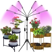 Grow Lights For Indoor Plants, Aukphie Full Spectrum Led Grow Light With Stand, Auto On/Off Timing 1-19H & 11 Brightness Levels, Plant Light For Indoor Plants With 6 Light Heads.