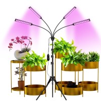 Grow Lights For Indoor Plants, Aukphie Full Spectrum Led Grow Light With Stand, Auto On/Off Timing 1-19H & 11 Brightness Levels, Plant Light For Indoor Plants With 5 Light Heads.