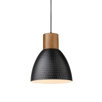 Elyona Industrial Pendant Light Solid Wood Hanging Lamp With 7 Hammered Metal Shade Farmhouse Pendant Light Fixtures For Ki