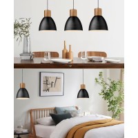 Elyona Industrial Pendant Light Solid Wood Hanging Lamp With 7 Hammered Metal Shade Farmhouse Pendant Light Fixtures For Ki