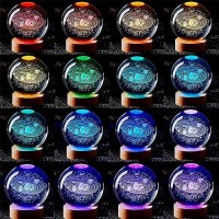 3D Solar System Crystal Ball Lamp 315 Inch K9 Crystal Ball Night Light With Wooden Base 16 Colors Changing With Remote Control