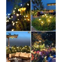 Otdair Solar Garden Lights-New Upgraded 4 Pack 8 Led Solar Powered Firefly Lights 4 Pack Solar Firefly Lights Outdoor Waterproof Vibrant Garden Lights For Patio Pathway Decoration, Warm